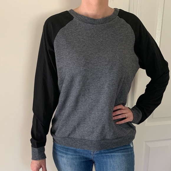 Heather Grey top with black semi-transparent arms - Picture 3 of 4